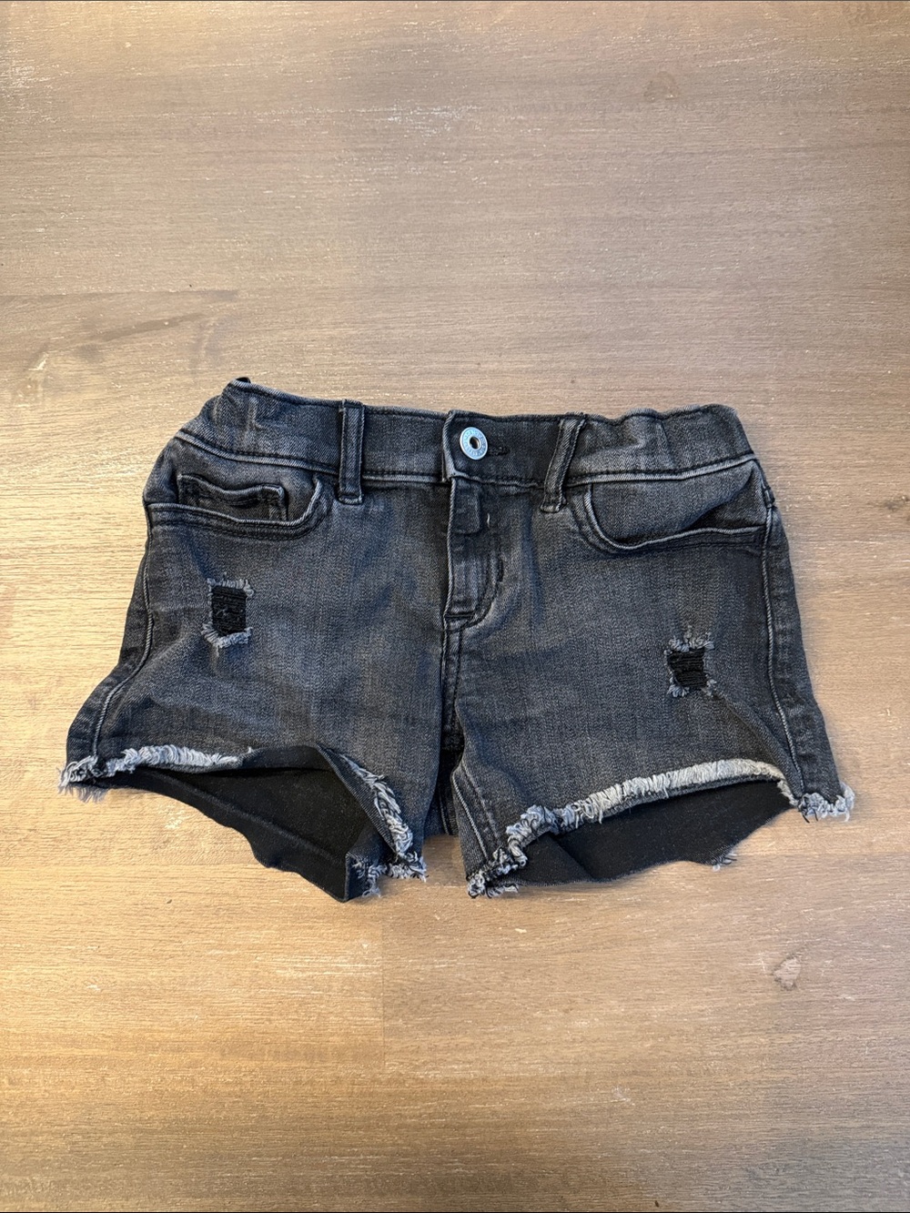 abercrombie kids Black Distressed Frayed-Hem Denim Shorts